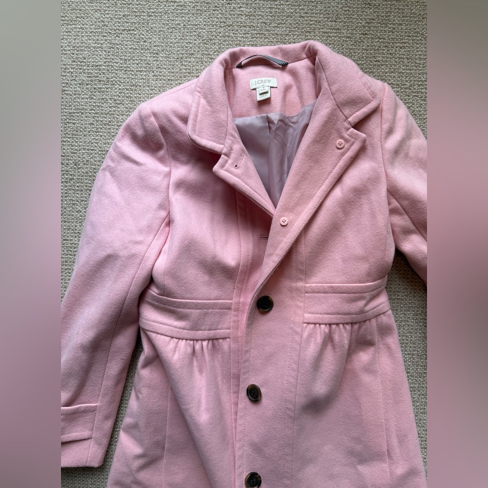 J Crew Pink Coat Wool Button Front Size 4 Petite - Picture 2 of 9